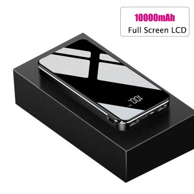 glass aluminum power bank, 10000mah big capacity phone power charger banks with packing box