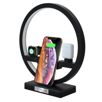 original factory custom wireless phone moon table lamp stand 4 in 1 for i9 charging case/iwatch/cellphone